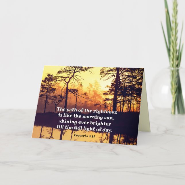 Proverbs 4:18 Path of the Righteous Bible Verse Card (Front)