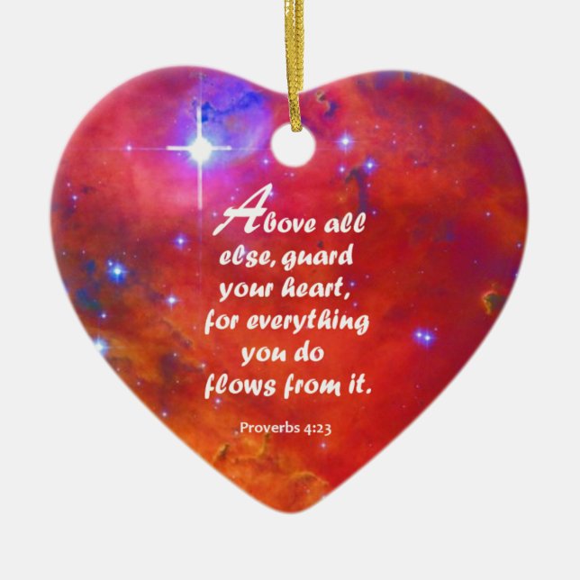 Proverbs 4:23 ceramic ornament (Front)