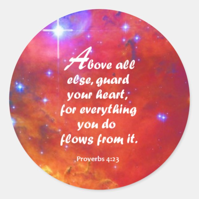 Proverbs 4:23 classic round sticker (Front)