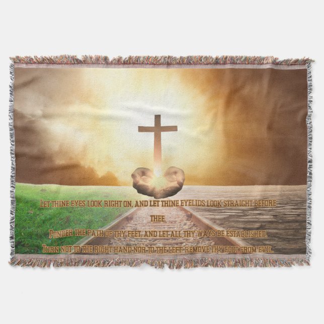 Proverbs 4:25-27 Cozy Bible Verse Throw Blanket (Front)