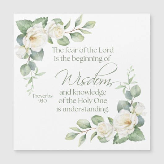 Proverbs 9:10 Eucalyptus White Roses Sage Green (Front)
