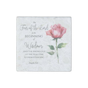 Proverbs 9:10 Fear of the Lord Rose Flower Bible Stone Magnet