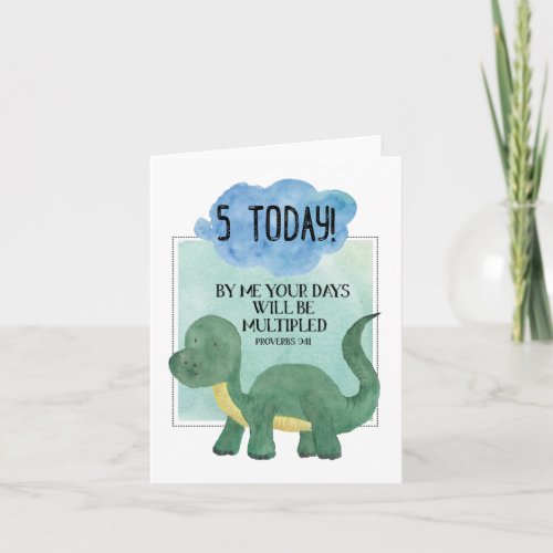 Proverbs 911 Happy 5th Birthday Dinosaur Card