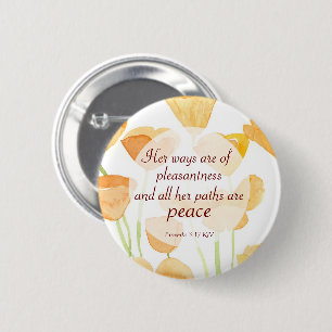 Proverbs Bible Scripture California Poppies Button