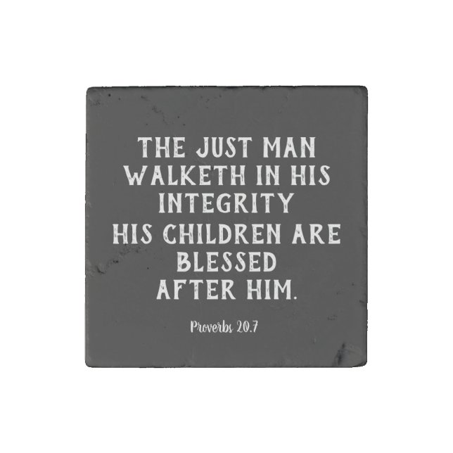 Proverbs Dad KJV Bible Verse Stone Magnet (Front)
