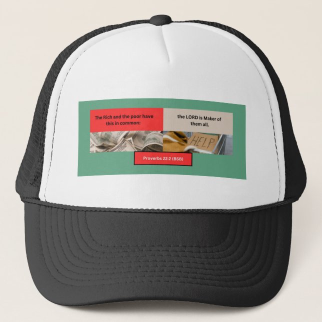 Proverbs Message - Proverbs 22-3 - Black and White Trucker Hat (Front)