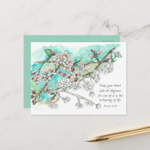 Proverbs Scripture Cherry Blossoms Prayer Card