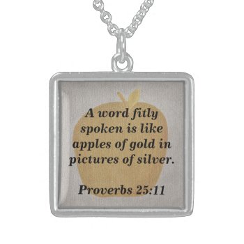 Proverbs Word Fitly Spoken Apples Of Gold Necklace by Cherylsart at Zazzle