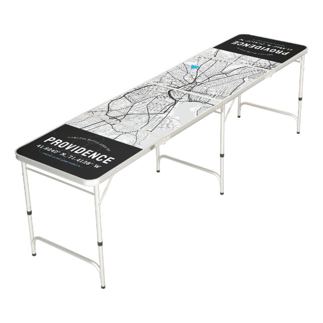 Providence City Map With Your Location Beer Pong Table (Angled)