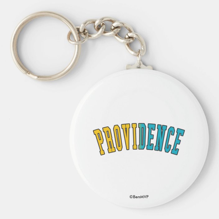 Providence in Rhode Island State Flag Colors Keychain