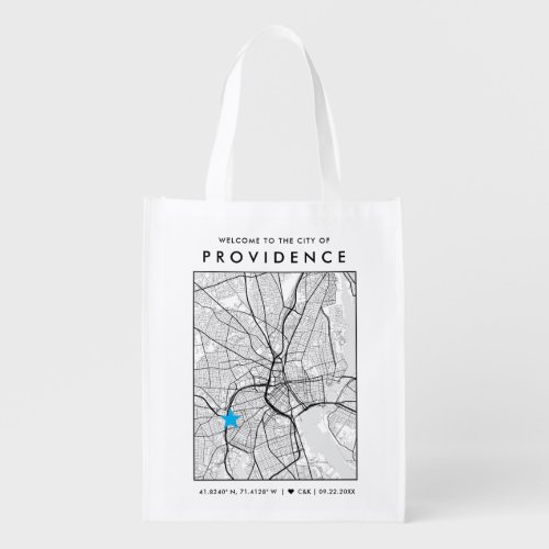 Providence Love Locator  City Map Wedding Welcome Grocery Bag