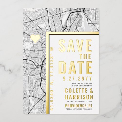 Providence Love Locator  Wedding Save the Date Foil Invitation