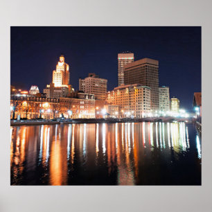 Providence, Rhode Island at night Poster