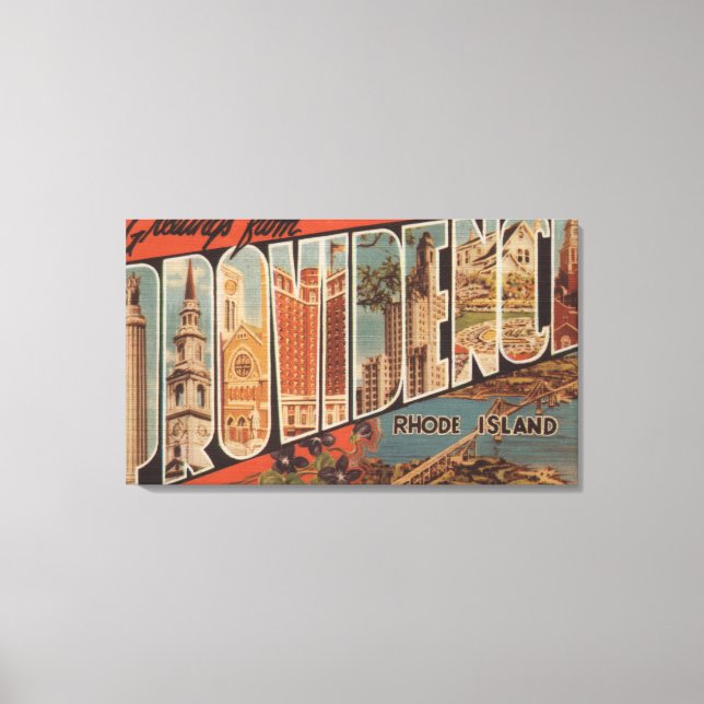 Providence, Rhode Island - Large Letter Scenes Canvas Print (Front)