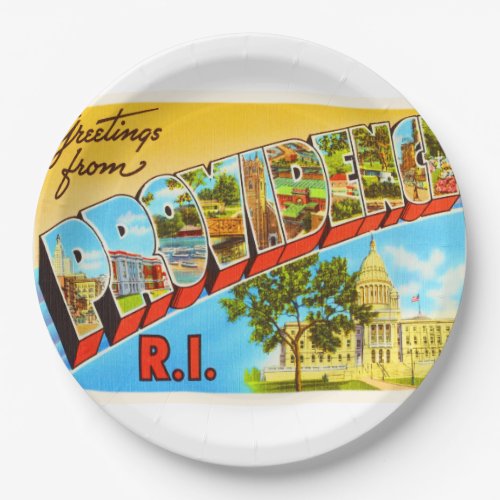 Providence Rhode Island RI Vintage Travel Souvenir Paper Plates