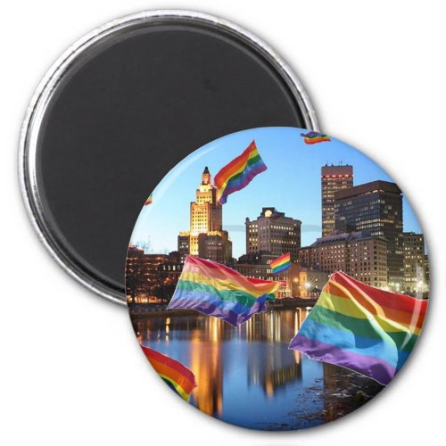 Providence RI Flying Pride Magnet