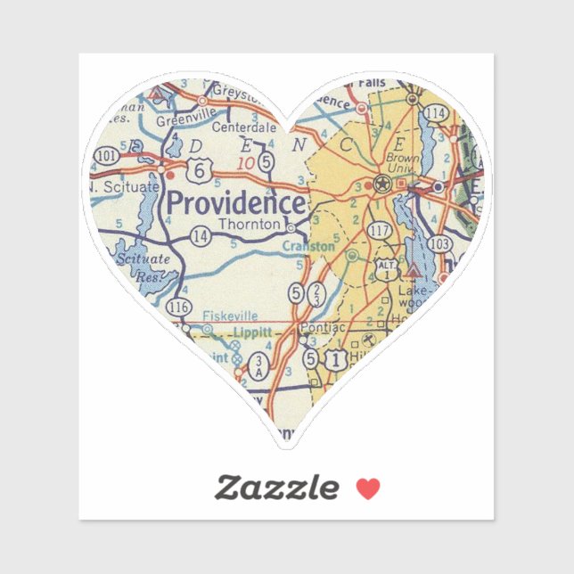Providence RI Map Sticker (Sheet)