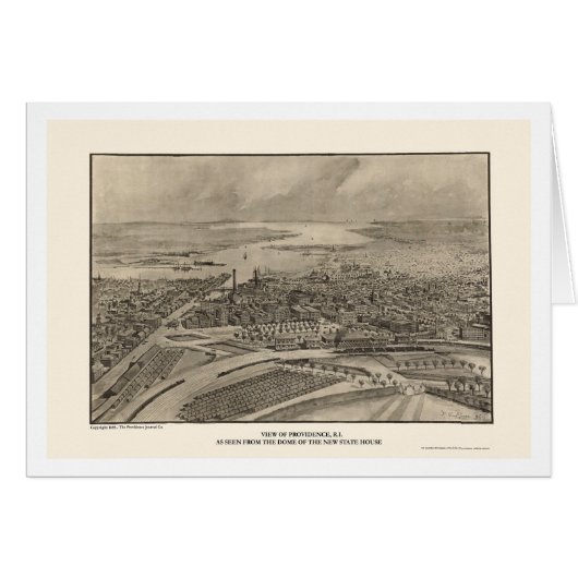 Providence, RI Panoramic Map - 1896 Cards (Front Horizontal)