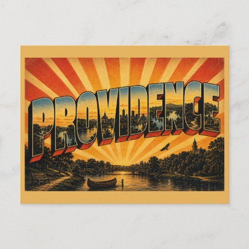 Providence RI River Confluence Parkland Art Postcard