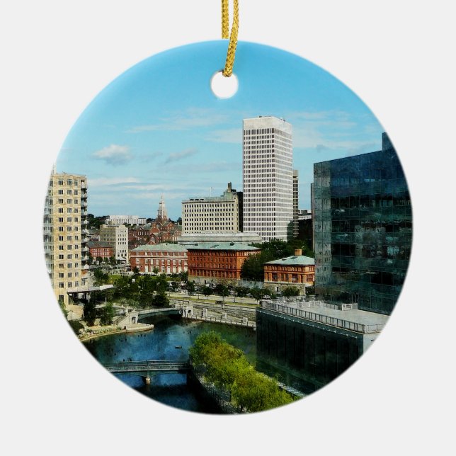 Providence RI Skyline Ceramic Ornament (Front)