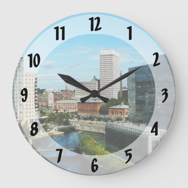 Providence RI Skyline Large Clock (Front)