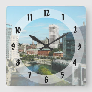 Providence RI Skyline Square Wall Clock