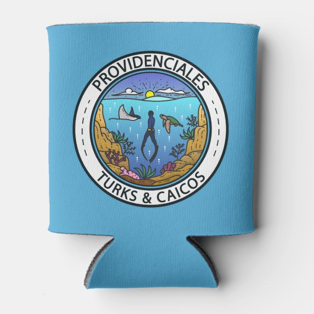 Providenciales Turks and Caicos Scuba Badge Can Cooler (Front)