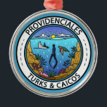 Providenciales Turks and Caicos Scuba Badge Metal Ornament<br><div class="desc">Providenciales vector art design. Providenciales,  known locally as Provo,  is an island in the Turks and Caicos archipelago,  in the Atlantic Ocean. It’s ringed by soft,  sandy beaches,  many of them on the north coast.</div>
