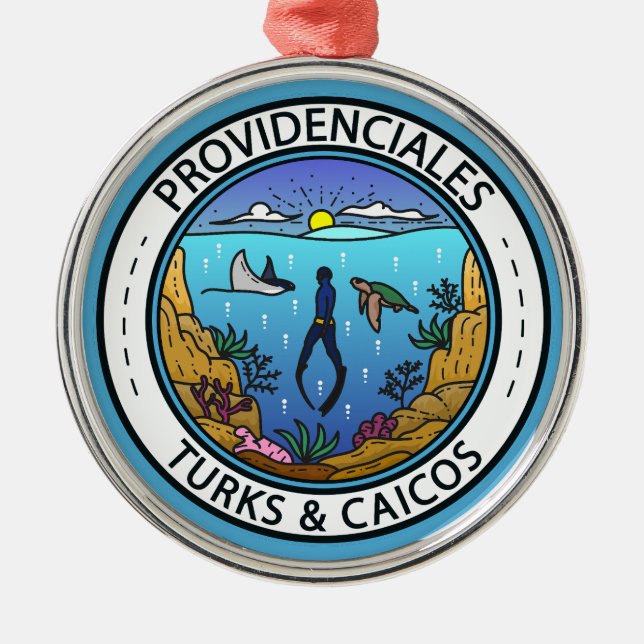 Providenciales Turks and Caicos Scuba Badge Metal Ornament (Front)