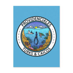 Providenciales Turks and Caicos Scuba Badge Postcard