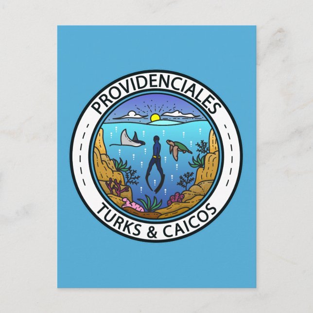 Providenciales Turks and Caicos Scuba Badge Postcard (Front)