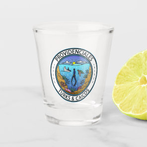 Providenciales Turks and Caicos Scuba Badge Shot Glass