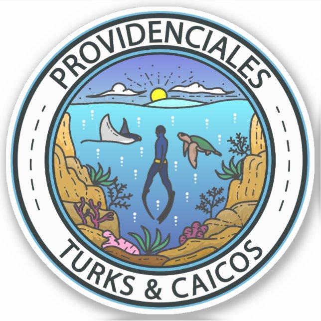 Providenciales Turks and Caicos Scuba Badge Sticker (Front)