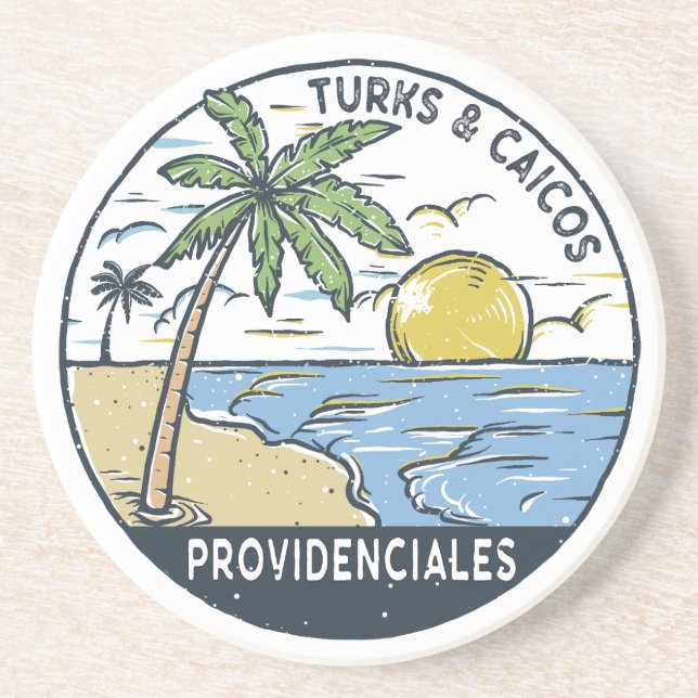 Providenciales Turks and Caicos Vintage Coaster (Front)