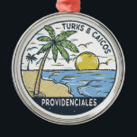 Providenciales Turks and Caicos Vintage Metal Ornament<br><div class="desc">Providenciales vector art design. Providenciales,  known locally as Provo,  is an island in the Turks and Caicos archipelago,  in the Atlantic Ocean. It’s ringed by soft,  sandy beaches,  many of them on the north coast.</div>
