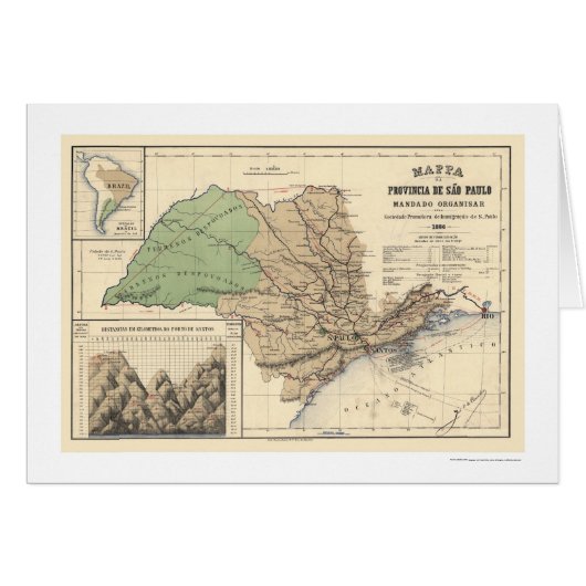 Province of Sao Paulo Brazil Map 1886 (Front Horizontal)