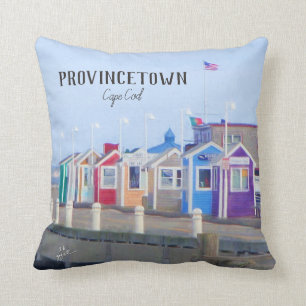 Provincetown Cape Cod Boardwalk Photography Throw Pillow