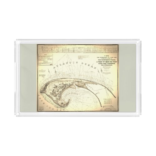 Provincetown Cape Cod Map Old Vintage Acrylic Tray