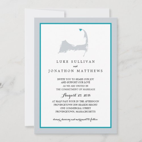 Provincetown Cape Cod  Wedding Invitation