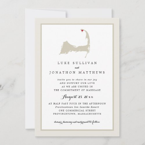 Provincetown Cape Cod  Wedding Invitation