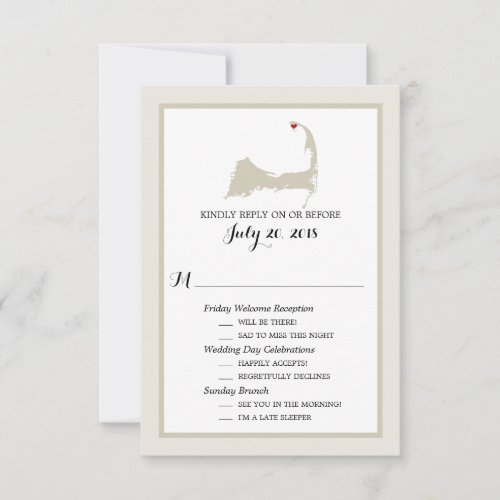 Provincetown Cape Cod  Wedding RSVP Invitation