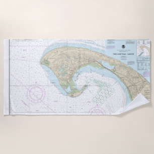 Provincetown Harbor Nautical Chart 13249 Beach Towel