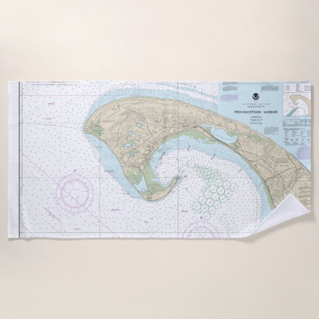Provincetown Harbor Nautical Chart 13249 Beach Towel (Front)