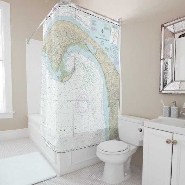 Provincetown Harbor Nautical Chart 13249 Shower Curtain (In Situ)