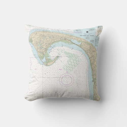Provincetown Harbor Nautical Chart 13249 Throw Pillow