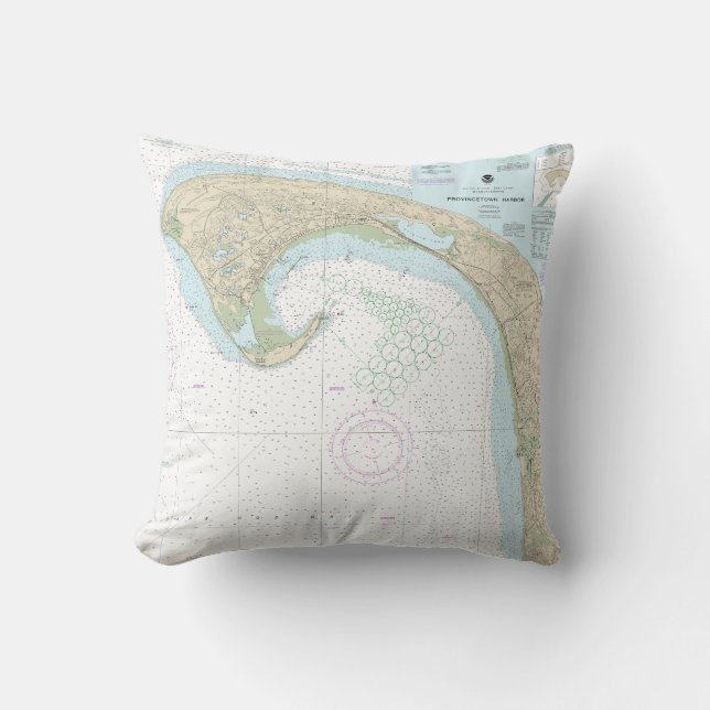 Provincetown Harbor Nautical Chart 13249 Throw Pillow (Front)