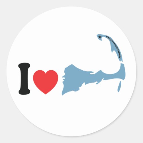 Provincetown I Love Design Classic Round Sticker