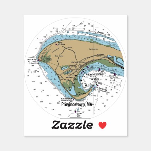 Provincetown MA Cape Cod Chart Sticker
