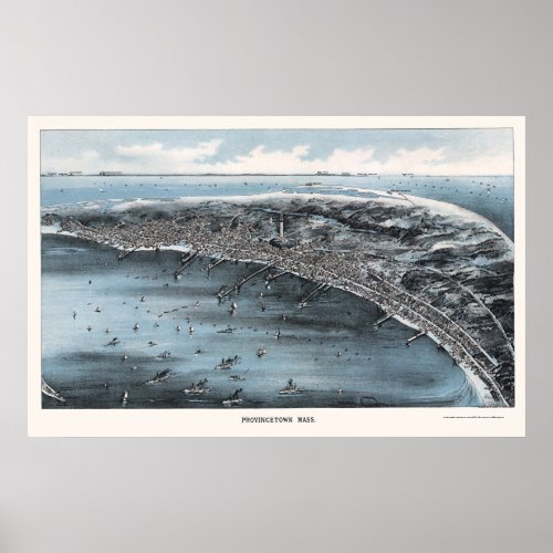 Provincetown MA Panoramic Map _ 1910 Poster