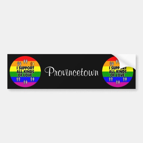 Provincetown MA Support Gay Rights Bumper Sticker